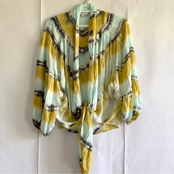 YFB Young Fabulous Broke Carmen Tie Dye tie open front top blouse - Picture 4 of 16